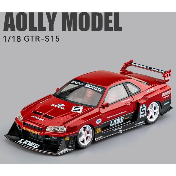 1:18 Gtr R34 Skylin S15 Lbwk Metalowy Model Samochodu DźWięK I ŚWiatłO Pull Back Zabawka Dla Dzieci Kolekcjonerski Prezent Urodzinowy-image