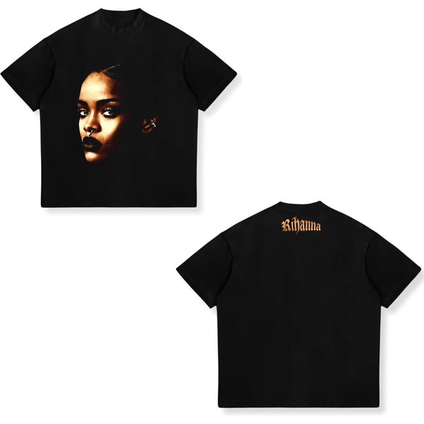 2026 Verano Rihanna Hip-Hop Rap Camiseta Americana Estampado Retro Calle Manga Corta Hombre Y Mujer Top Vintage Hip Hop Streetwear Camiseta Oversize Xxxl White-image