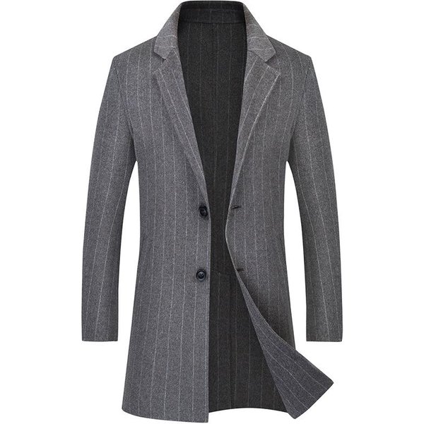 Nuevo Abrigo De Lana De Longitud Media De Doble Cara OtoñO E Invierno Abrigo De Lana Casual De Cachemira Para Hombre Abrigo Para Hombre 4XL Gris-image