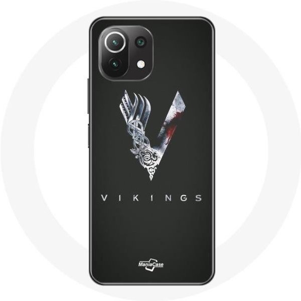 Coque Pour Xiaomi Mi 11 Lite Vikings SéRie Saison 6 Logo V EpéE Gris Fond Noir Gris-image