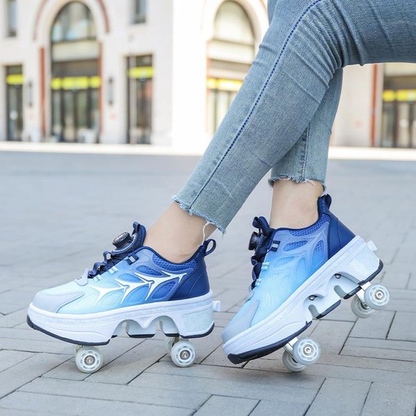 Zapatos Deformables Para Patinaje Sobre Ruedas Zapatos Fugitivos De Cuatro Ruedas Encogibles De Cuatro Ruedas Zapatos Explosivos Para NiñOs Y NiñAs Patines Para NiñOs 39-image