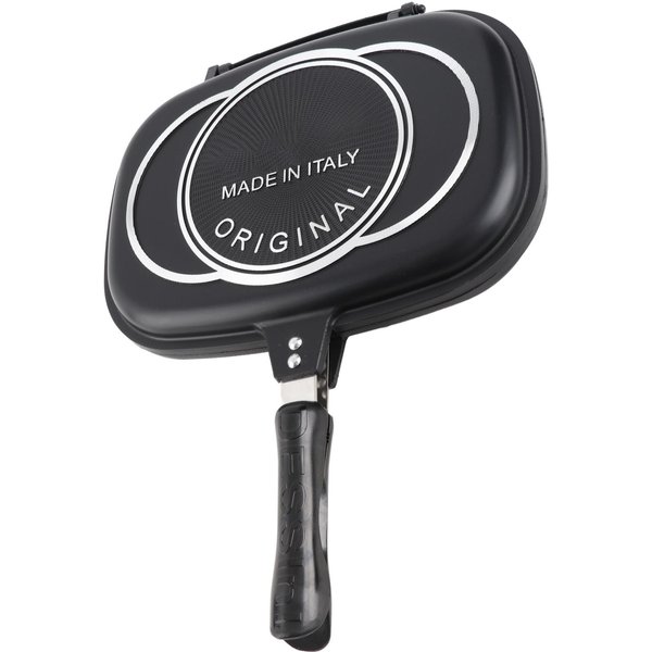 SartéN Parrilla FreíR Doble Cara PortáTil Mango Anti-Quemaduras Suministros De Cocina Olla Parrilla 32Cm 12.6In L Black-image
