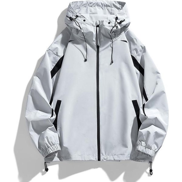Chaqueta Con Capucha Fina De Primavera Y OtoñO, Tendencia VersióN Coreana, Chaqueta Nueva Para Hombre 3XL White-image