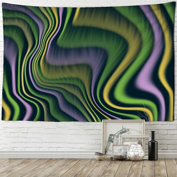 Tapiz De LíNea Ondulada PsicodéLica Colgante De Pared BrujeríA PsicodéLico Hippie Bohemio VéRtigo Dormitorio HabitacióN DecoracióN Del Hogar 95X70Cm Gray-image