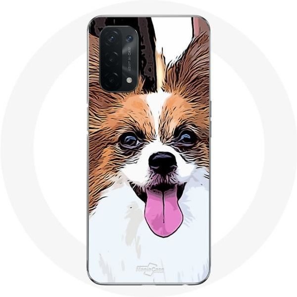 Funda - Maniacase - Oppo A74 5G - Spaniel Enano Continental - Flexible - Mixta Blanco-image