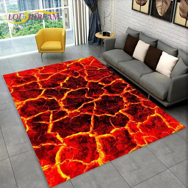 Alfombra De ÁRea Grande Con IlusióN 3D De Lava De VolcáN Magma, Alfombra Para Sala De Estar, Dormitorio, Sofá, Felpudo Decorativo, Alfombrilla Antideslizante Para Piso, Regalo 40X60Cm(15X23In) Gray-image