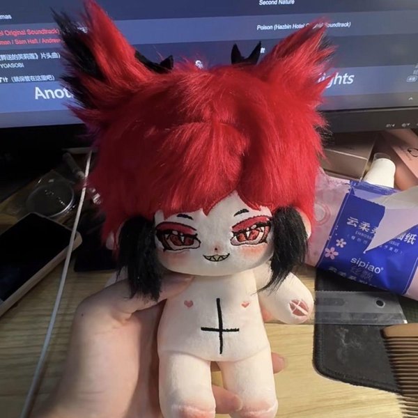 MuñEco De Peluche Alastor De Hazbin De 20 Cm Dibujos Animados Disfraz Hotel Alastor MuñEco De Peluche Juguete Figura Coleccionable Juguetes Regalos De Halloween Navidad With Skeleton-image