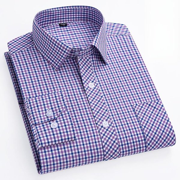 Camisa De Manga Larga A Cuadros 100% AlgodóN Puro Para Hombre Primavera/Verano Casual Camisa Totalmente De AlgodóN VersáTil Estilo De Negocios Para Hombres JóVenes 40-image