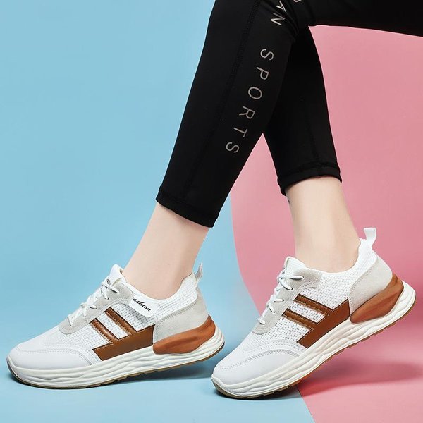 Zapatillas Deportivas Nuevas De Verano Zapatos Casuales Para Mujer Malla Transpirable Zapatillas De Running Moda Zapatillas Gruesas Zapatos De Viaje 40-image