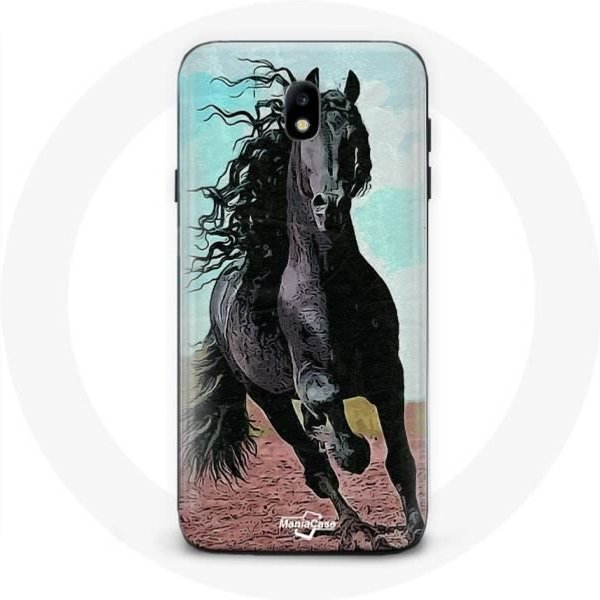 Funda - Maniacase - Galaxy J7 2017 - Caballo Negro FrisóN - Flexible - Mixta Negro-image