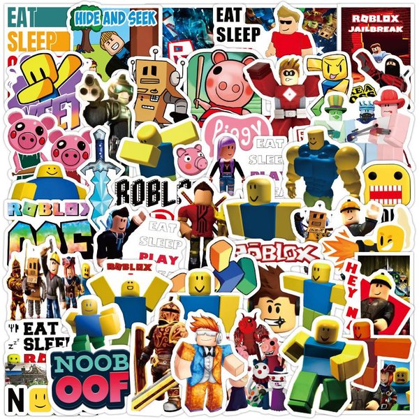 Roblox Najnowsze GorąCe Naklejki 50 Sztuk Wodoodporne Kreatywne Klasyczne KreskóWkowe Naklejki Zaprojektowane Na Bagaż Laptop Deskorolkę LodóWkę Aktywność Dzieci Yellow-image