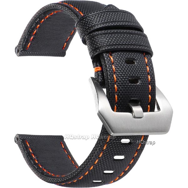 Wysokiej JakośCi PłóCienne Paski Do ZegarkóW Sailcloth Canvas Dla Panerai Dla Seiko 20Mm 22Mm 24Mm 26Mm Pasek Do Zegarka Nylonowa SkóRzana MęSka Bransoletka Tkanina 22Mm Black-image