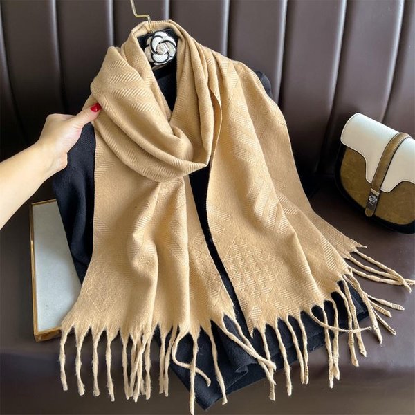 Bufanda De Invierno Para Mujer Bufandas Largas CáLidas De Cachemira Hijab SóLido Chal Envolvente Femenino Pashmina Bandana PañUelos Para La Cabeza Echarpe-image