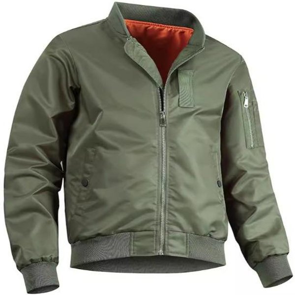 Nueva Chaqueta De BéIsbol Informal Holgada De Piloto Con Cuello Alto Para Trabajo De Dos Piezas, Chaqueta Retro Americana Para Primavera Y OtoñO 4XL Verde-image