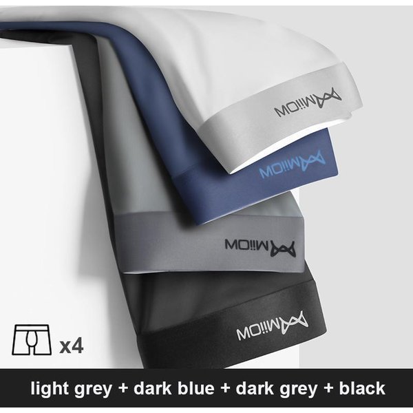 MiiOW 4 Sztuk DużO MęSkie Bokserki Grafen Antybakteryjne Lodowy Jedwab Bielizna CzłOwiek Bokserki Bezszwowe OddychająCe MęSkie Majtki L-5XL XXL Gray-image