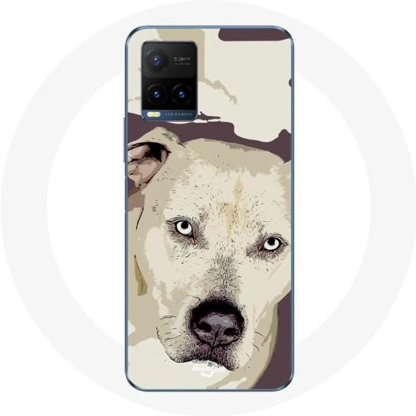 Funda Para Vivo Y21S 2021 / Y21 2021 Perro Pitbull Blanco-image