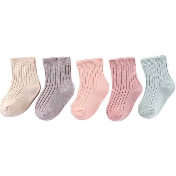5 Pares Unisex 100% AlgodóN Calcetines Para Bebé NiñA Antideslizantes Color SóLido 0-5T Elasticidad Calcetines Para Bebé NiñO ReciéN Nacido Accesorios Para BebéS XS(0-6M) Gray-image