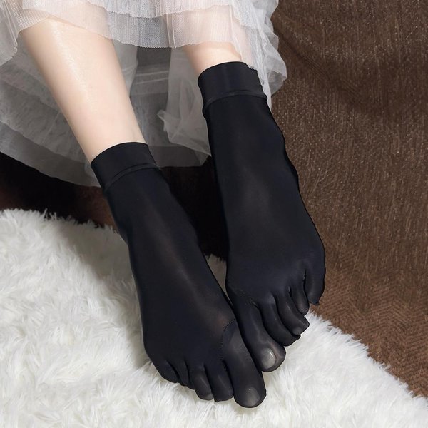 Seksowne Damskie Skarpetki 8D 912 PIN KróTkie BłYszcząCe PięCiopalcowe PońCzochy Jedwabne PodkolanóWki BłYszcząCe Skarpetki Bielizna Elastyczne One Size Beige-image