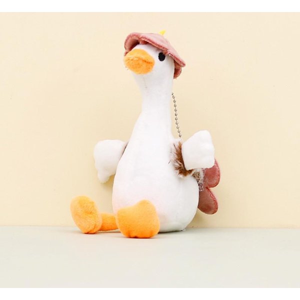 Urocza BiałA Gęś Pluszowa Zabawka Breloczek KreskóWkowa Kaczka Lalka Akcesorium Do Plecaka Redwhite Goose-image