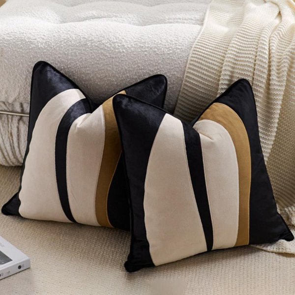 Fundas De Almohada Rayadas Funda De CojíN Suave Tejida Fundas De CojíN Estilo Granja Con PatróN De Rayas Para DecoracióN De Sofá Dormitorio Sala De Estar 45X45Cm-image