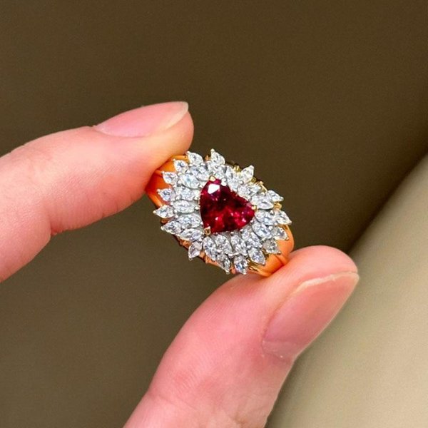 Anillos Retro Estilo Corte De Alta Calidad Con Brillantes Corazones Rojos Para Mujer, Anillo De Rubí Con Diamante De IncrustacióN Brillante, JoyeríA Para Boda Resizable-image