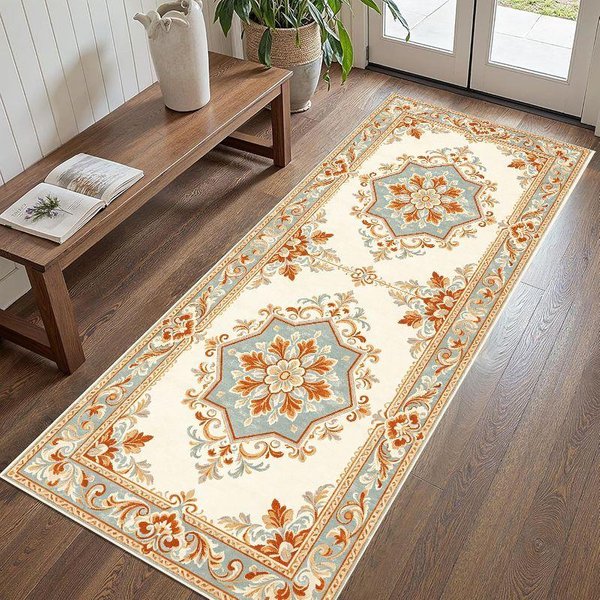 Winylowy Dywanik Do Przedpokoju W Stylu Vintage Z MarokańSkim Wzorem Kafelkowym, AntypośLizgowy, Zmywalny, BieżNik Do Kuchni, Dekoracja Domu 50X150Cm 20X59Inch-image