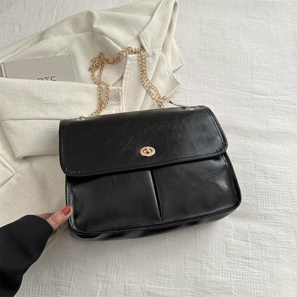 Bolso De Hombro Texturizado Retro, Informal Y De Moda, Nuevo Bolso De Cadena, Bolso Cruzado Sencillo Para El Trabajo Y Los Desplazamientos De Primavera.-image