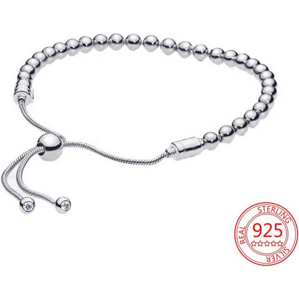 Prawdziwa 925 Sterling Silver Moments Four Style Snake -Shaped Chain Slider Bransoletka SkóRzana Bransoletka śLubna Dla Dziewczyny BiżUteria White-image