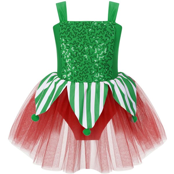 NiñAs BastóN De Caramelo Navidad Elfo De Navidad Papá Noel Disfraz Cosplay Figura De Lentejuelas Vestido De Patinaje ArtíStico Tutú De Ballet Maillots De Baile Conjuntos 6-image