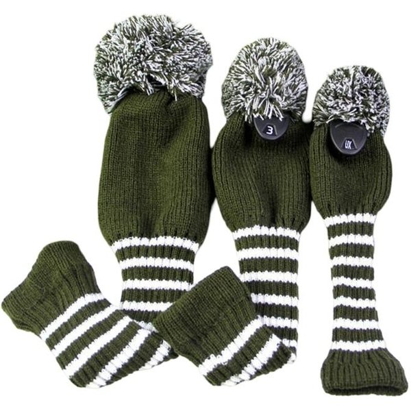 Paquete De 3 Fundas VersáTiles Para Palos De Golf Funda Protectora Para La Cabeza De Palo De Golf Funda Tejida Accesorios De Golf Lavables Verde-image