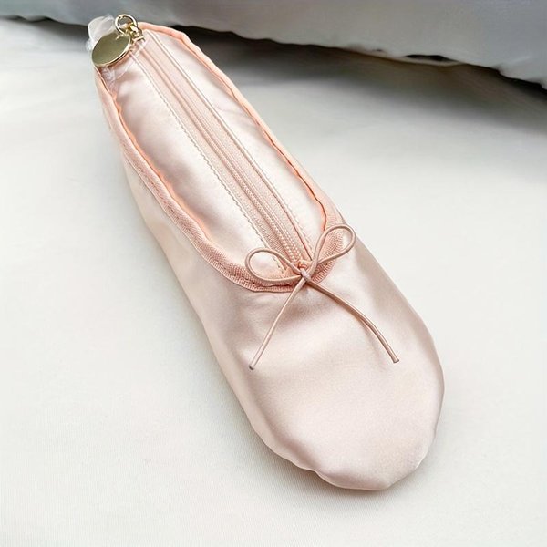 PióRnik Na Buty Baletowe O DużEj PojemnośCi, Uroczy Design, Kosmetyczka, Satynowa Saszetka Na ArtykułY PiśMienne, Pojemnik Na OłóWki, Organizer Na Biurko RóżOwy-image