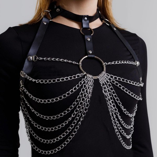 Damski Modny ŁAńCuszkowy Biustonosz Harness, Gotycki SkóRzany Pasek Harness Na Klatkę Piersiową, Pasek Harness Na Klatkę Piersiową ŁAńCuszek Rave.-image