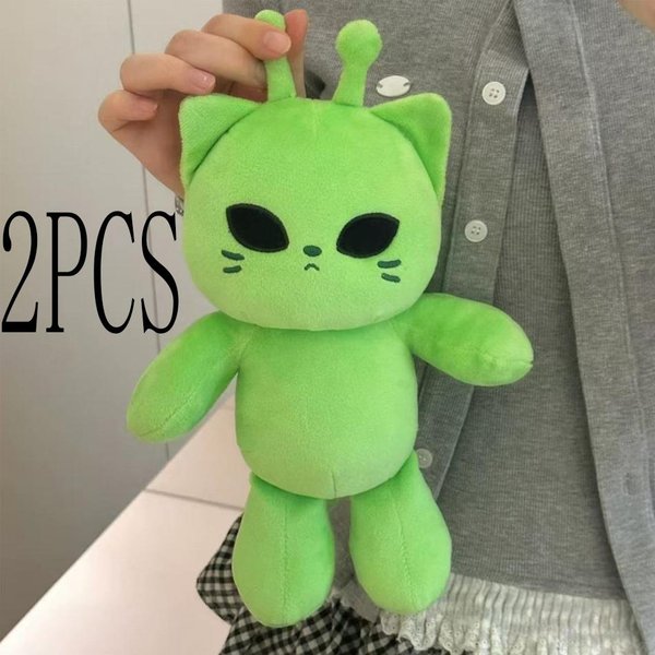 25-27 Cm Lindo Juguete De Peluche Gato AlieníGena Gatito Verde Peluche Suave MuñEcos Kawaii Animal De Peluche Anime CojíN DecoracióN Del Hogar-image