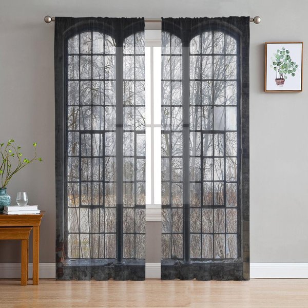 Czarno-BiałE GałęZie Przezroczyste ZasłOny Do Sypialni, Salonu, Dekoracja, ZasłOna Okienna Do Kuchni, Tiul, Woal, Organza, ZasłOny W135 X H115Cm X1&Grommet Top-image