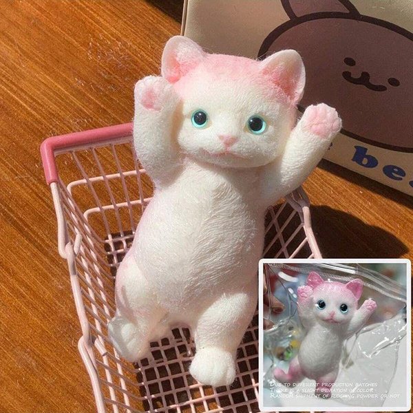 Squishy Uroczy Kot Flokowany Zabawka Antystresowa, Bardzo DużE Sensoryczne Zabawki Fidget Dla Dzieci DorosłYch Relaksacja LęKu, Prezent Do ŚCiskania RóżOwy-image