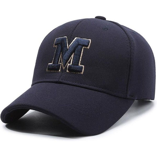 Damska Wiosenno-Jesienna Nowa Moda Czapka Baseballowa Z Tkaniny Ananasowej Z Literą M MęSka Wszechstronna Outdoorowa Czapka Baseballowa Z Daszkiem Kapelusz PrzeciwsłOneczny Adjustable Ciemnoniebieski-image