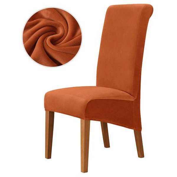 1 /2 /4 /6 Uds. Funda Para Silla De Comedor Grande De Tela De Terciopelo Funda Protectora De TamañO Xl Para Sillas Respaldo Largo Fundas Para Sillas De Cocina EláStico 1 Piece-image