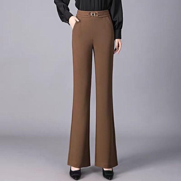 Pantalones De Primavera Y Verano De Cintura Alta Para Mujer Nuevo Estilo, Sueltos, Slim, Acampanados, VersáTiles, Casuales 4XL-image