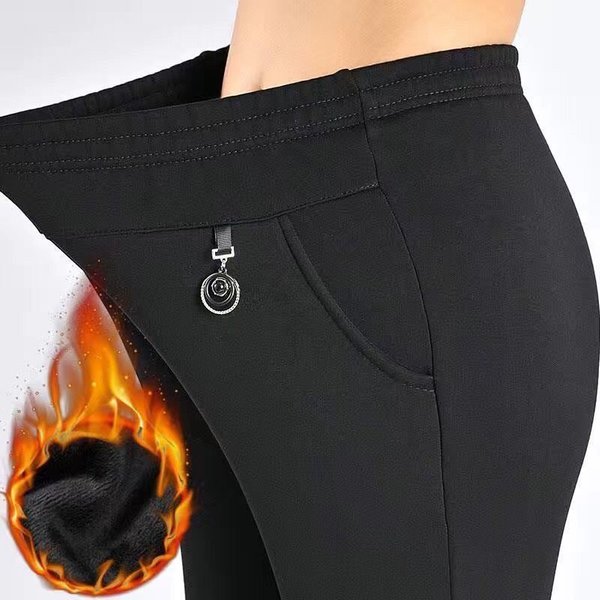 Pantalones De Mujer De Mediana Edad Invierno Gruesos CáLidos De Cintura Alta Sueltos Rectos Casuales Para SeñOras Mayores Xxxxxl-image