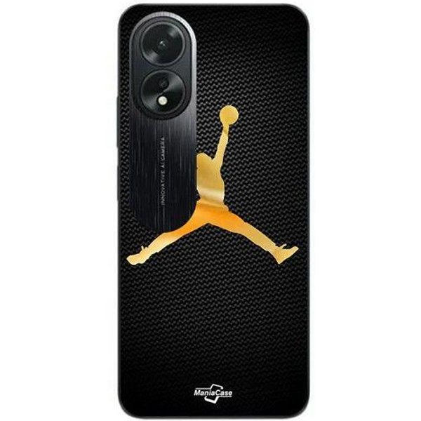 Funda De TeléFono - Maniacase - Oppo A38 - Logo Jordan 23 - Color Dorado - Flexible De Silicona TPU Negro-image