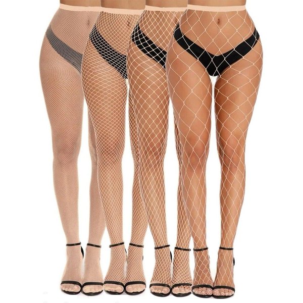 Seksowne Kabaretki Damskie Siatkowe Rajstopy Wycinane Stockings Fish Net Imprezowe Klubowe PońCzochy Pani DziewczęCe Seksowne Cosplay Studentki Rajstopy Mid-Big Mesh Brown-image