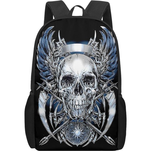 Gothic Skull Drukowany Plecak Dla NastolatkóW Kreatywny Casualowy Plecak Na Laptop Dla MężCzyzn I Kobiet Torba PodróżNa Gray-image