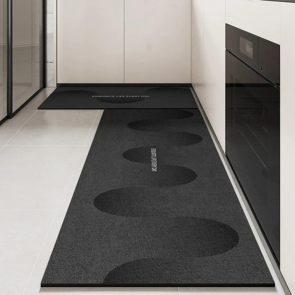 Czarny Dywanik Kuchenny Z PCV Wodoodporny Odporny Na Olej AntypośLizgowy Zmywalny DłUgi BieżNik Mata PodłOgowa 40X120CM (1.3X3.9FT-image