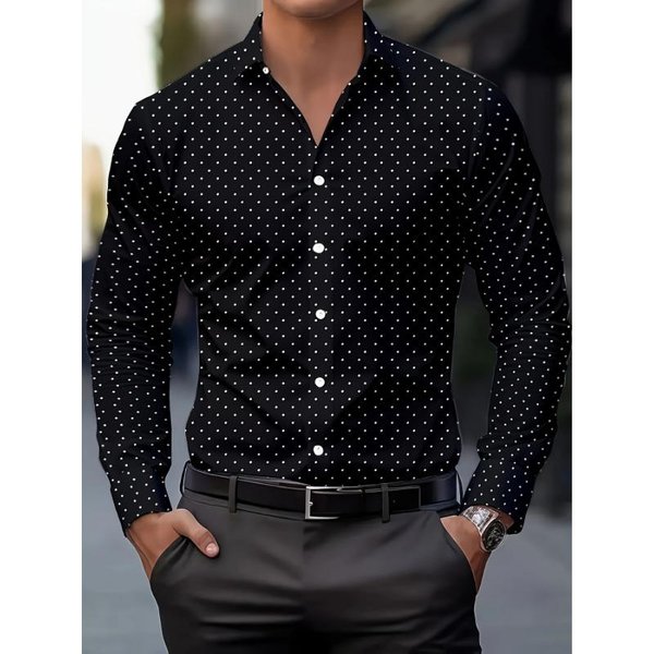 MęSka Modna Koszula Casual, Wiosna I Jesień OddychająCa Koszula Z KołNierzykiem Zapinanym Na Guziki Z DłUgim RęKawem 4XL Black-image