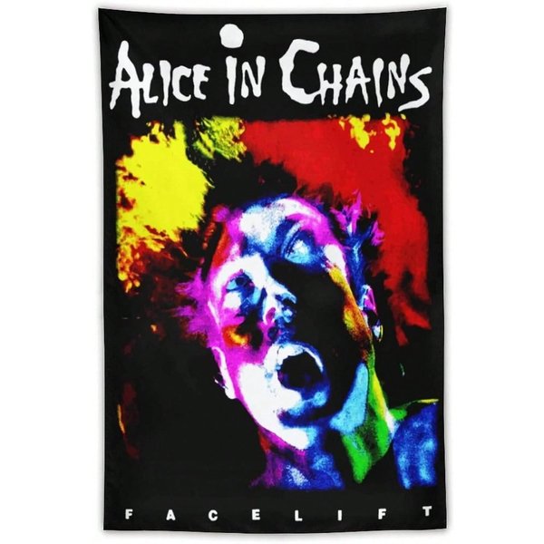 1 Szt. Tapiseria Alice In Chains Facelift, WisząCa Na śCianę OkłAdka Albumu ZespołU Rockowego, Poliester Z Nadrukiem 2D, Dekoracja Muzyki Grunge Do Sypialni, G 40X60Cm Red-image