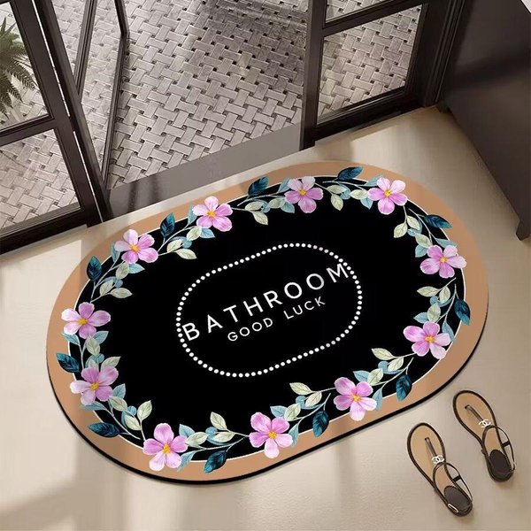 Felpudo De Barro De Diatomeas Estilo Pastoral Americano BañO AbsorcióN De Agua Resistencia A La Suciedad Secado RáPido Antideslizante Felpudo De BañO 40*60Cm Gray-image