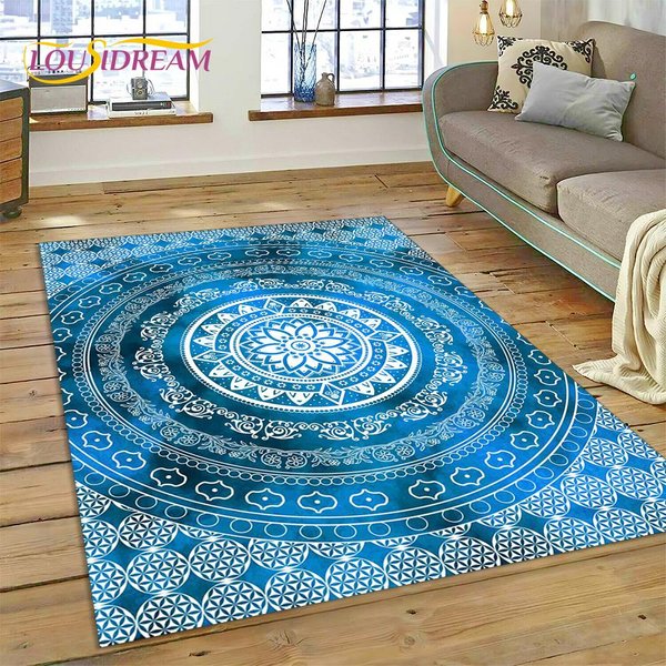 Alfombra Mandala MeditacióN Bohemia EspíRitu De La Naturaleza Yoga Para Hogar Sala De Estar Dormitorio Sofá Felpudo DecoracióN, Alfombra De ÁRea Alfombra Antideslizante 60*90Cm-image