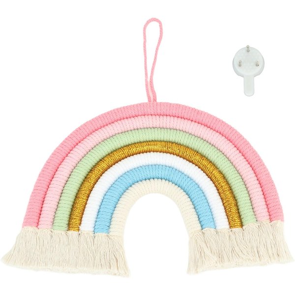 Macramé Tejido ArcoíRis 7 Colores Tejido A Mano ArcoíRis Colgante De Pared DecoracióN De Borlas Para Hogar HabitacióN-image