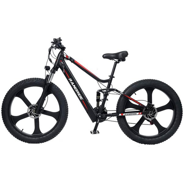 Randride Rower Elektryczny Fat Tire 1000W Silnik Elektryczny Rower GóRski Hydrauliczny Hamulec Ebike YX90M 26*4.0 Czarny-image
