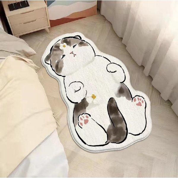 KreskóWkowy Kot Imitacja Kaszmiru Dywan Rodzinna Sypialnia Gruby Koc Na ŁóżKo Okno Wykusz PokóJ DziecięCy Mata PodłOgowa Koc AntypośLizgowy 40*60Cm-image